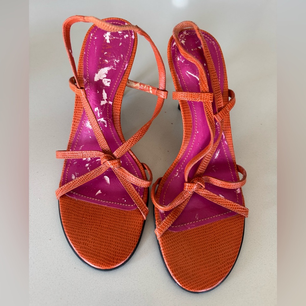 Orange Ralph Lauren Women's Sandals Size 7